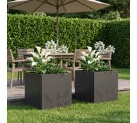 vidaXL Macetero de Jardín 2 uds. Negro 50 x 50 x 49 cm