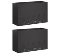 vidaXL Macetero de Jardín 2 uds. Negro 80 x 20 x 49 cm
