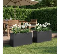 vidaXL Macetero de Jardín 2 uds. Negro 80 x 30 x 50 cm