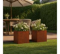 vidaXL Macetero de Jardín 2 uds. Oxidado 20 x 20 x 20 cm Acero oxidado