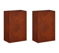 vidaXL Macetero de Jardín 2 uds. Oxidado 40 x 30 x 75 cm Acero Oxidado