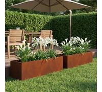 vidaXL Macetero de Jardín 2 uds. Oxidado 80 x 20 x 20 cm Acero oxidado