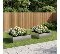 vidaXL Macetero de Jardín 2 uds. Plateado 100 x 100 x 30 cm