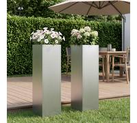 vidaXL Macetero de Jardín 2 uds. Plateado 20 x 20 x 75 cm