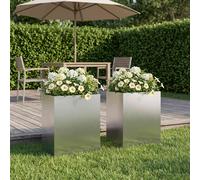 vidaXL Macetero de Jardín 2 uds. Plateado 40 x 30 x 50 cm