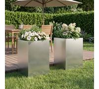 vidaXL Macetero de Jardín 2 uds. Plateado 40 x 40 x 75 cm