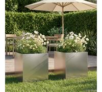 vidaXL Macetero de Jardín 2 uds. Plateado 45 x 45 x 45 cm