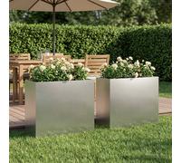 vidaXL Macetero de Jardín 2 uds. Plateado 50 x 20 x 40 cm