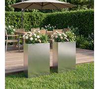 vidaXL Macetero de Jardín 2 uds. Plateado 50 x 20 x 75 cm