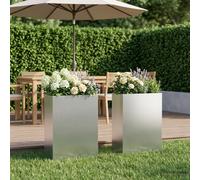 vidaXL Macetero de Jardín 2 uds. Plateado 50 x 20 x 75 cm