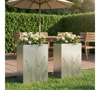 vidaXL Macetero de Jardín 2 uds. Plateado 50 x 30 x 75 cm
