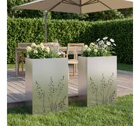 vidaXL Macetero de Jardín 2 uds. Plateado 50 x 30 x 75 cm