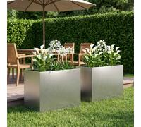vidaXL Macetero de Jardín 2 uds. Plateado 50 x 40 x 50 cm