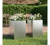 vidaXL Macetero de Jardín 2 uds. Plateado 50 x 50 x 75 cm