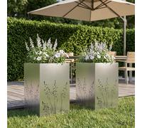 vidaXL Macetero de Jardín 2 uds. Plateado 50 x 50 x 75 cm