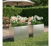 vidaXL Macetero de Jardín 2 uds. Plateado 60 x 30 x 50 cm