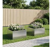 vidaXL Macetero de Jardín 2 uds. Plateado 60 x 60 x 40 cm