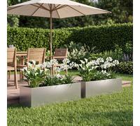 vidaXL Macetero de Jardín 2 uds. Plateado 80 x 20 x 20 cm