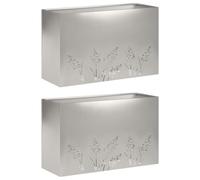 vidaXL Macetero de Jardín 2 uds. Plateado 80 x 20 x 49 cm