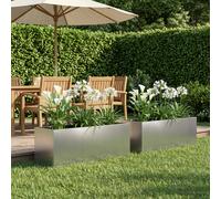 vidaXL Macetero de Jardín 2 uds. Plateado 80 x 30 x 30 cm