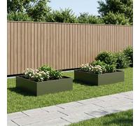 vidaXL Macetero de Jardín 2 uds. Verde oliva 100 x 100 x 30 cm