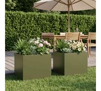 vidaXL Macetero de Jardín 2 uds. Verde oliva 40 x 30 x 30 cm
