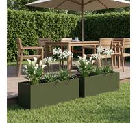 vidaXL Macetero de Jardín 2 uds. Verde oliva 60 x 20 x 20 cm