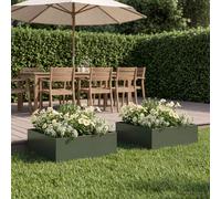 vidaXL Macetero de Jardín 2 uds. Verde oliva 60 x 60 x 20 cm
