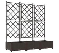 vidaXL Macetero de Jardín 3 pcs Marrón 120 x 40 x 125,5 cm Plástico, Maceta Moderna y Duradera, Elegante contenedor plástico, Resistente al Clima, Ideal para Exteriores