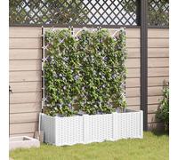 vidaXL Macetero de jardín 3 uds 120 x 40 x 143 cm plástico resistente al clima Blanco