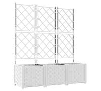 vidaXL Macetero de Jardín 3 uds. Blanco 120 x 40 x 143 cm PP | Este macetero aguanta todo tipo de clima, Ideal para interiores y exteriores,