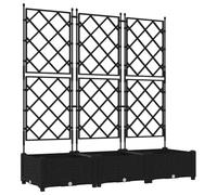 vidaXL Macetero de jardín 3 uds. Negro 120 x 40 x 125,5 cm PP