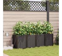 vidaXL Macetero de Jardín 4 pcs Marrón 160 x 40 x 52 cm Plástico