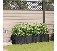 vidaXL Macetero de Jardín 4 pcs Negro 160 x 40 x 37,5 cm Plástico