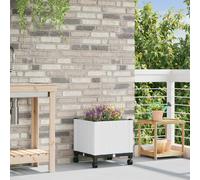 vidaXL Macetero de Jardín con Ruedas Blanco 40 x 40 x 48 cm PP
