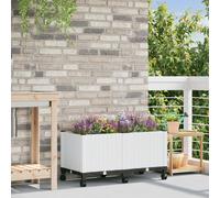 vidaXL Macetero de Jardín con Ruedas Blanco 80 x 40 x 44 cm PP