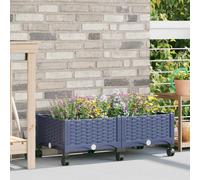 vidaXL Macetero de Jardín con Ruedas Gris Azulado 80 x 40 x 33 cm PP