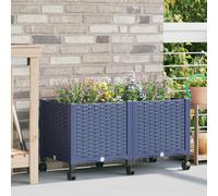 vidaXL Macetero de Jardín con Ruedas Gris Azulado 80 x 40 x 44 cm PP