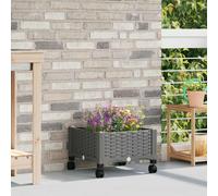 vidaXL Macetero de Jardín con Ruedas Gris Claro 40 x 40 x 29 cm PP