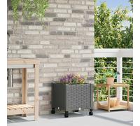 vidaXL Macetero de Jardín con Ruedas Gris Claro 40 x 40 x 48 cm PP