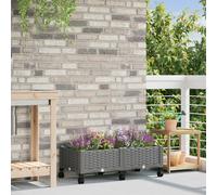 vidaXL Macetero de Jardín con Ruedas Gris Claro 80 x 40 x 33 cm PP