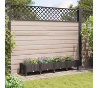 vidaXL Macetero de Jardín con Ruedas Marrón 160 x 40 x 29 cm PP