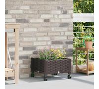 vidaXL Macetero de Jardín con Ruedas Marrón 40 x 40 x 29 cm PP