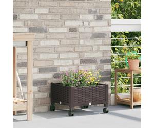 vidaXL Macetero de Jardín con Ruedas Marrón 40 x 40 x 29 cm PP