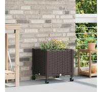 vidaXL Macetero de Jardín con Ruedas Marrón 40 x 40 x 44 cm PP