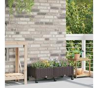 vidaXL Macetero de Jardín con Ruedas Marrón 80 x 40 x 29 cm PP