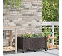 vidaXL Macetero de Jardín con Ruedas Marrón 80 x 40 x 44 cm PP