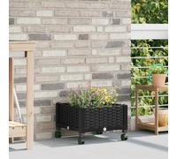 vidaXL Macetero de Jardín con Ruedas Negro 40 x 40 x 29 cm PP