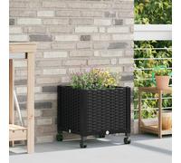vidaXL Macetero de Jardín con Ruedas Negro 40 x 40 x 44 cm PP