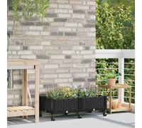 vidaXL Macetero de Jardín con Ruedas Negro 80 x 40 x 29 cm PP